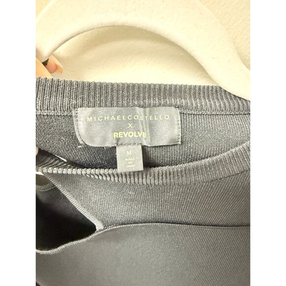 Michael Costello x REVOLVE Asym Cut Out Dolman Ribbed Crop Sweater Black Medium - Picture 3 of 5